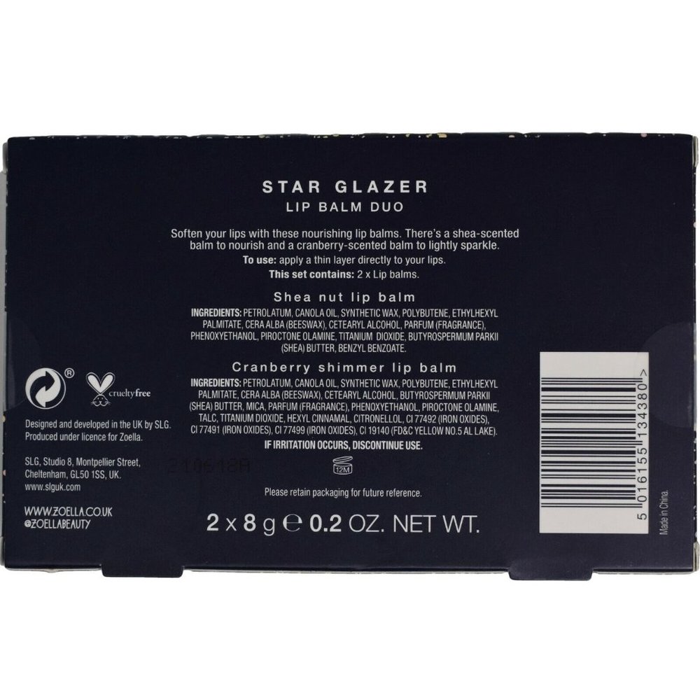 Zoella Beauty Star Glazer Lip Balm Duo Shea Nut and Cranberry Shimmer 0.2 oz - Picture 2 of 3